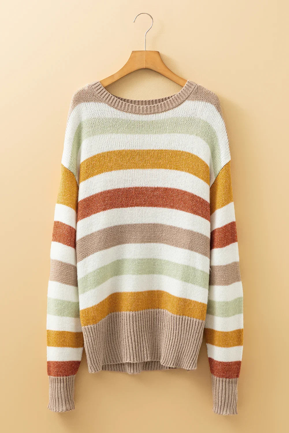 Multicolour Colorblock Drop Shoulder Crew Neck Sweater