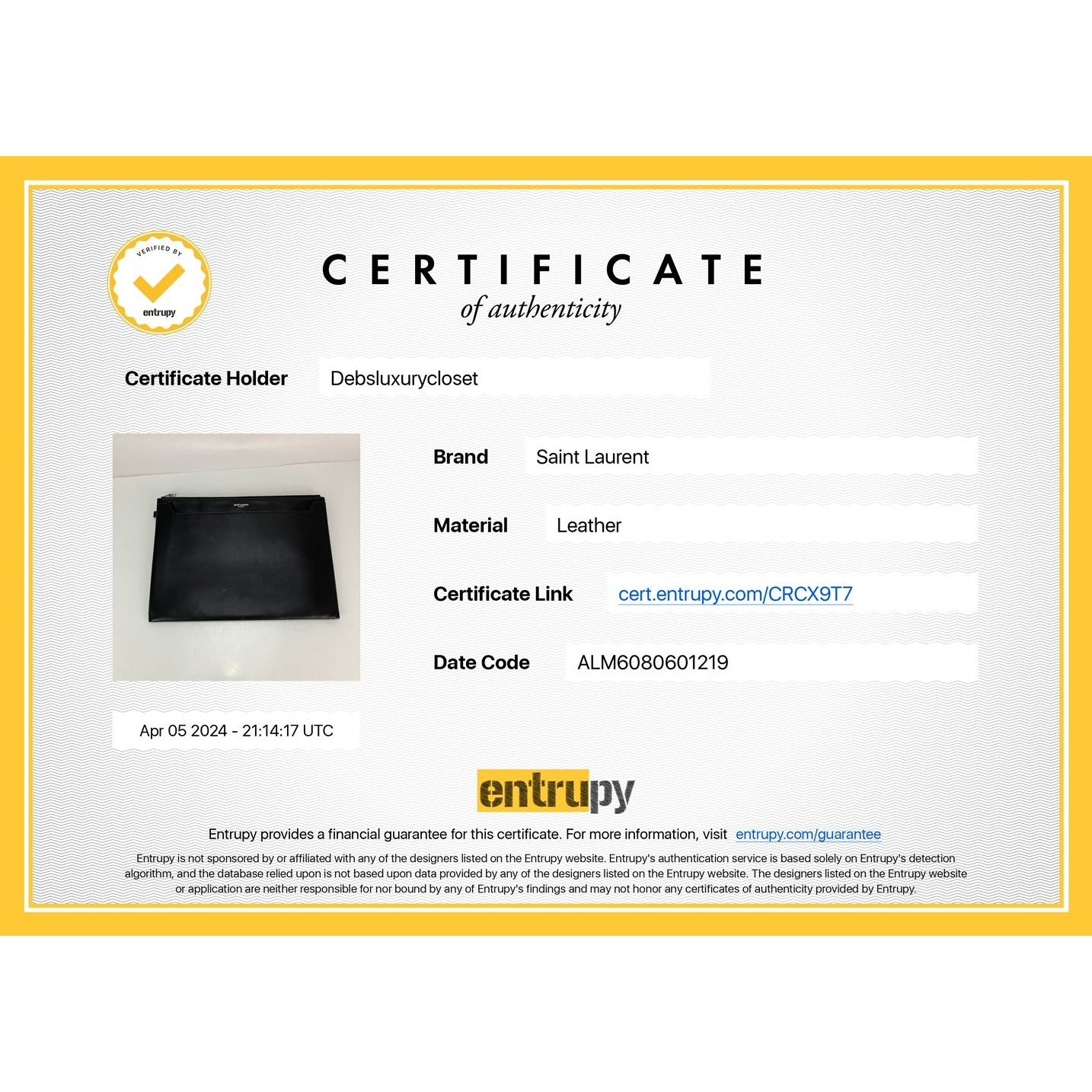 Saint Laurent Black Smooth Leather I-Pad Case Clutch