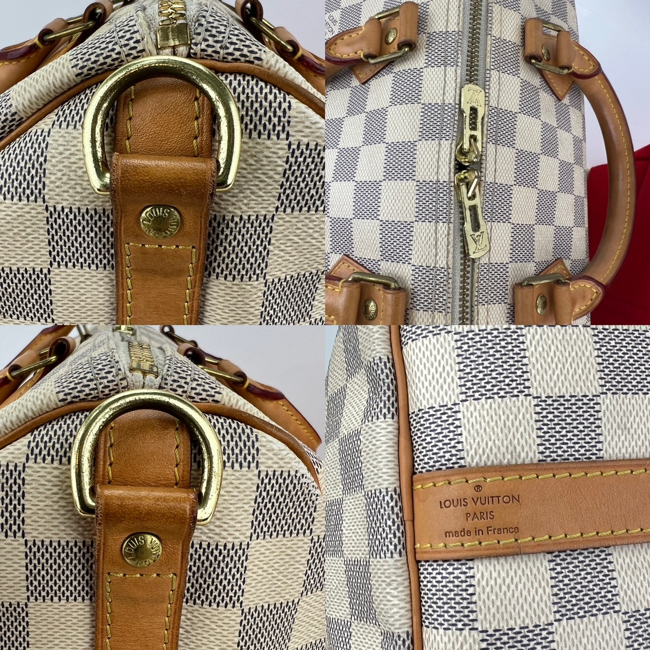 LOUIS VUITTON Speedy Bandouliere 30 Damier Azur Shoulder Hand Bag Added Insert Preowned
