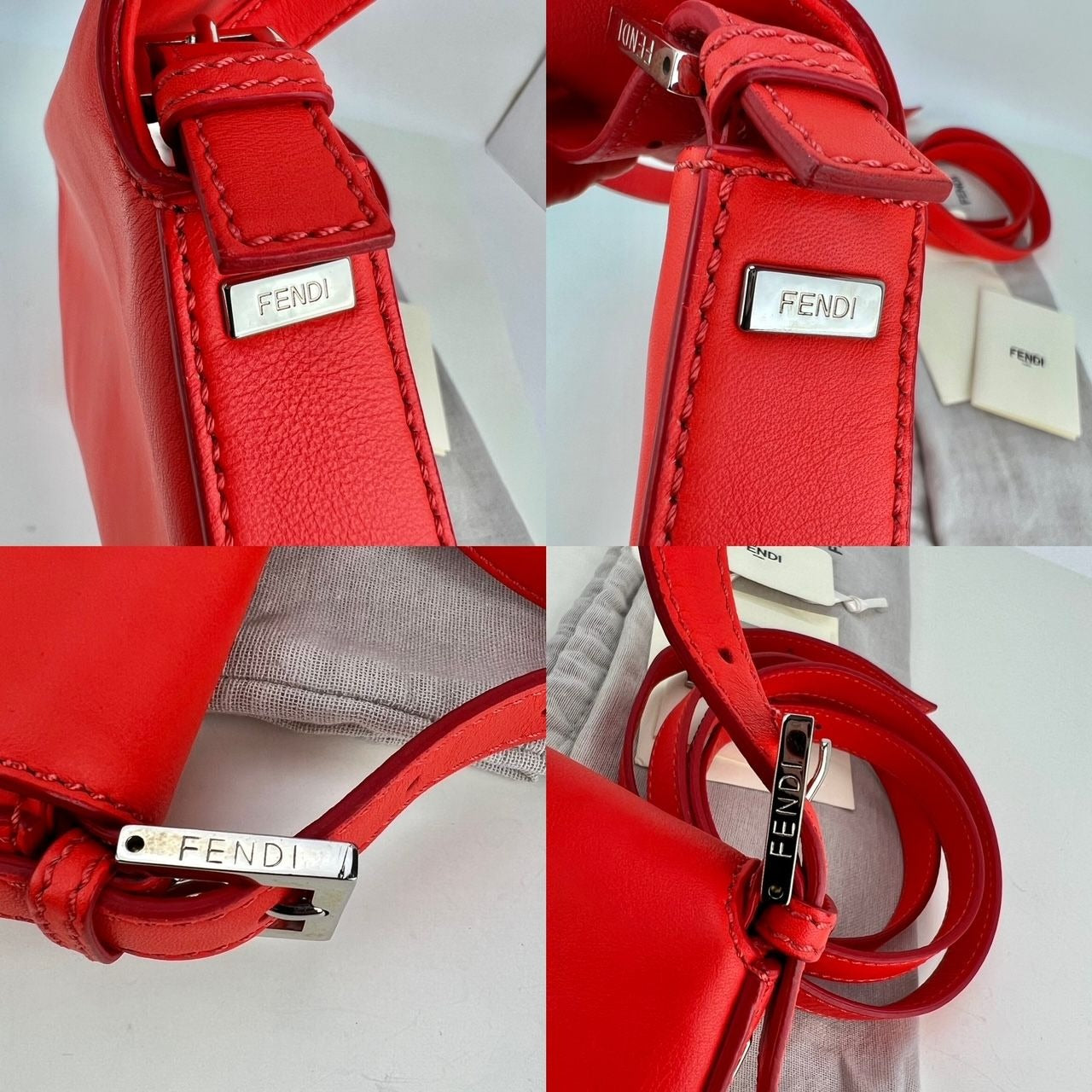 Fendi Vitello Baguette Papavero Shoulder Crossbody Hand Bag