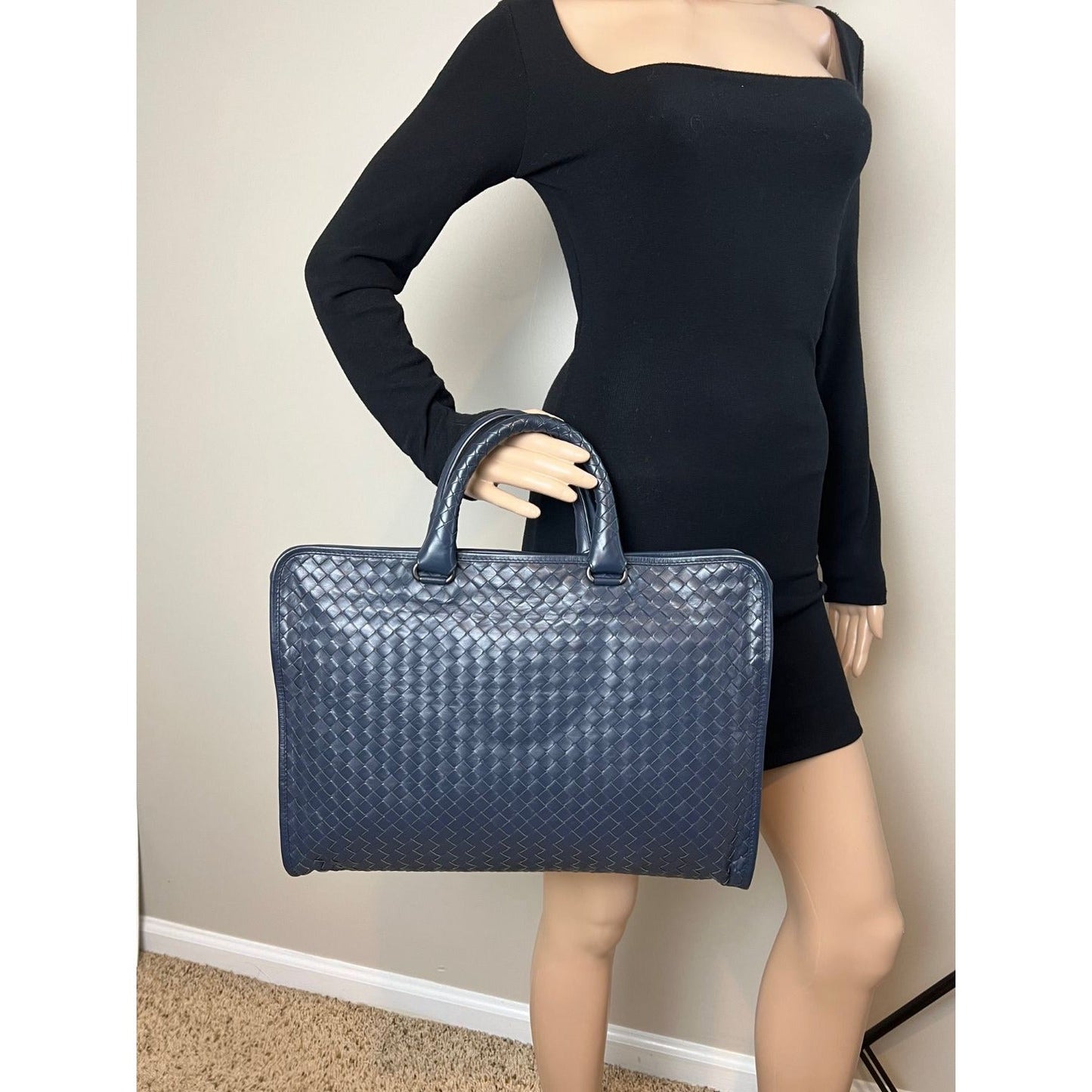 Bottega Veneta Intrecciato Top Zip Briefcase Attache Bag