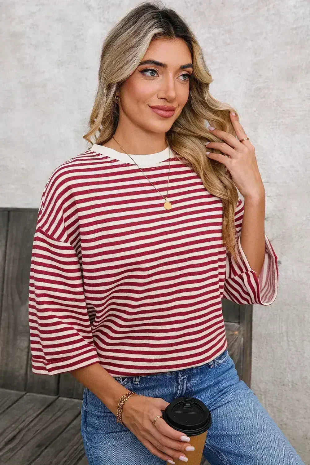 Black Stripe Bowknot Backless T-Shirt