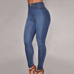 Pantalon slim taille haute extensible en denim pour l'automne et l'hiver