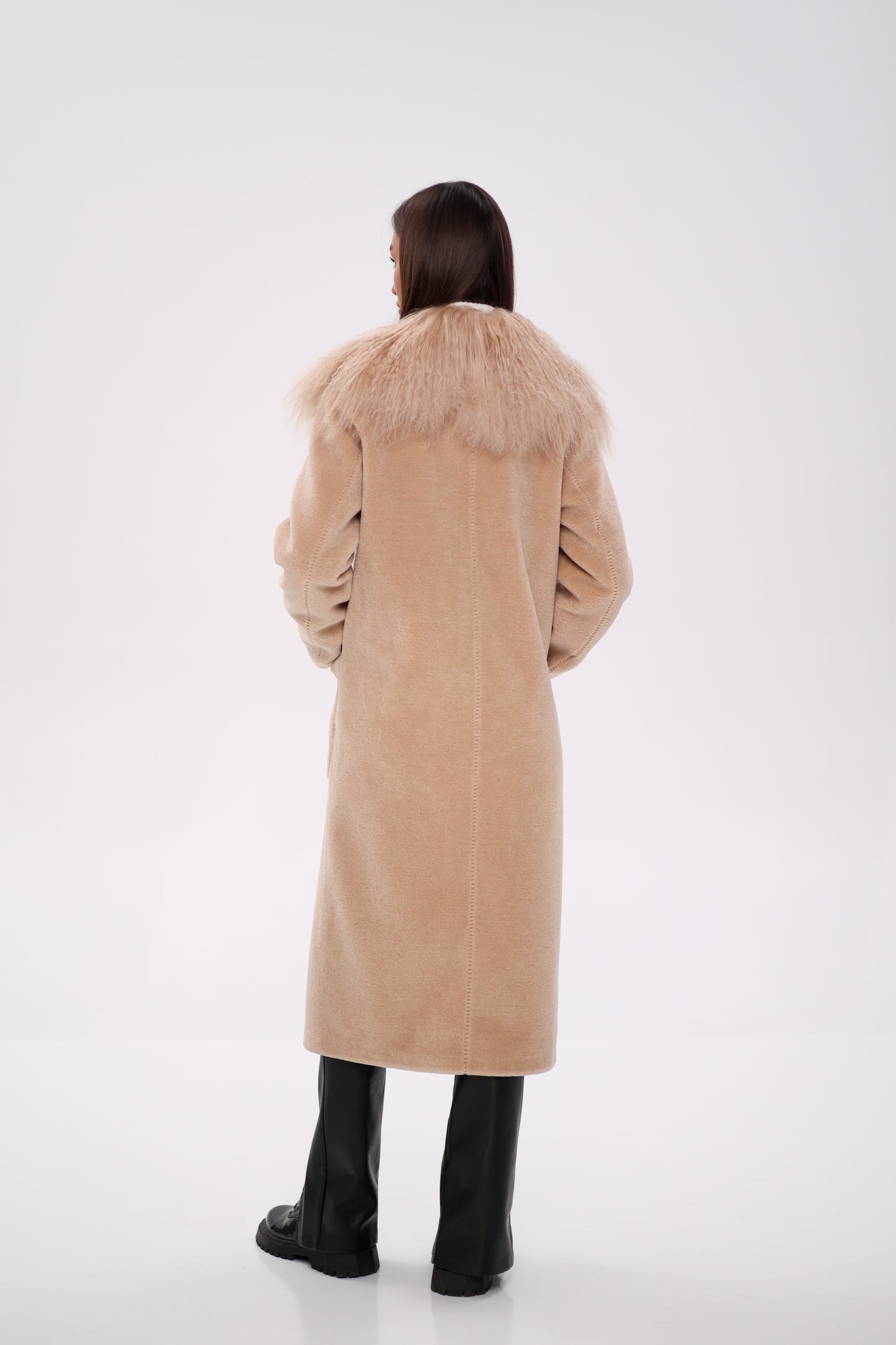 Genuine Lama Fur Virgin Wool Coat