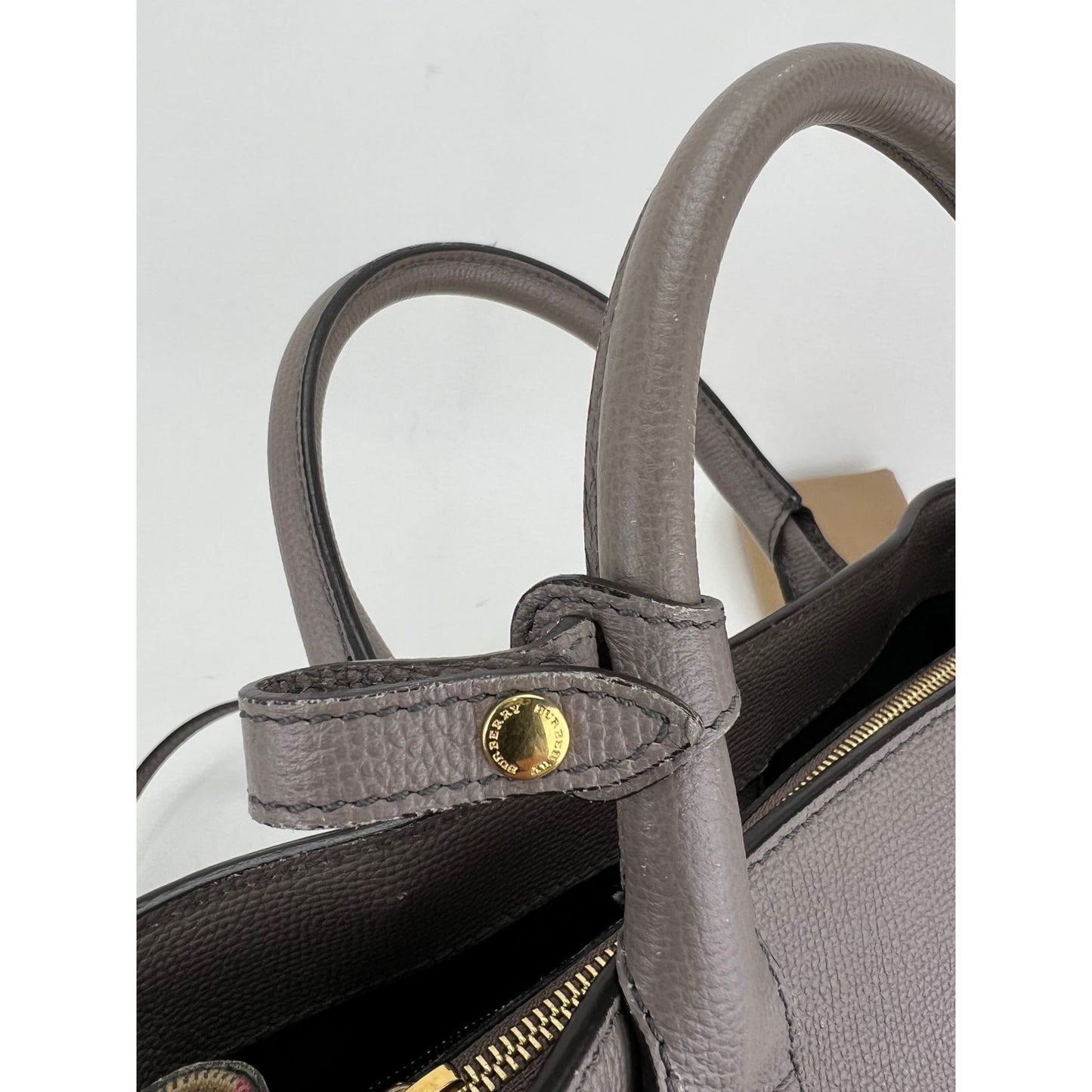 Burberry Banner House Check Leather Canvas Medium Hand Shoulder Bag