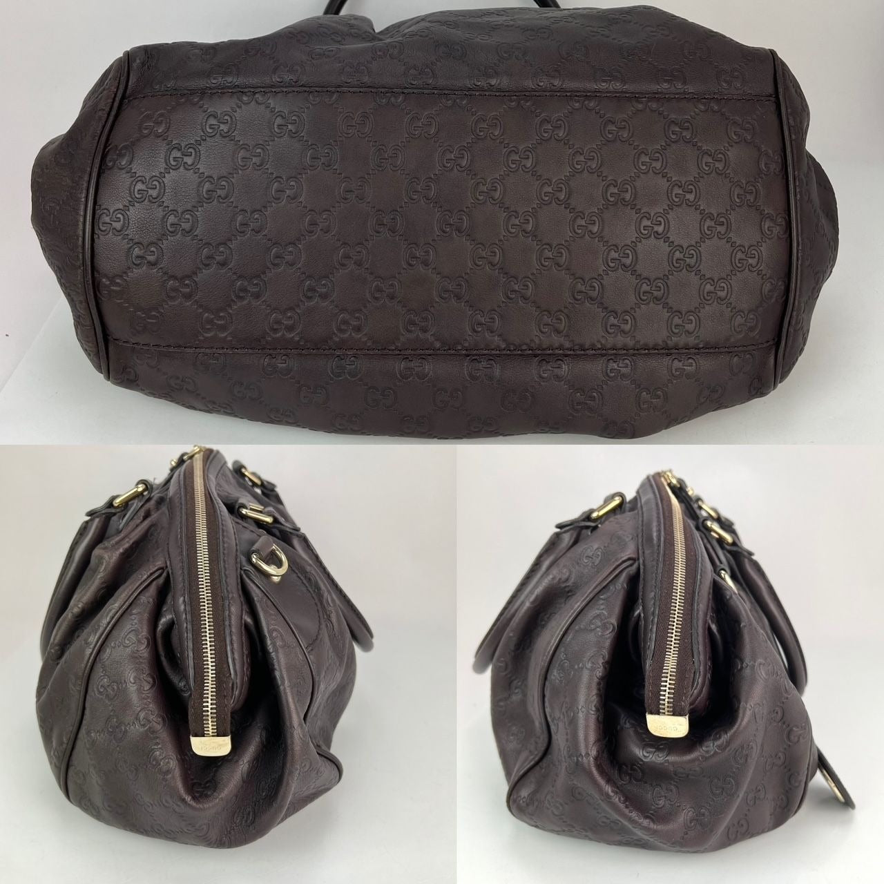 Gucci Sukey Medium Boston Guccissima Brown Leather Shoulder Bag
