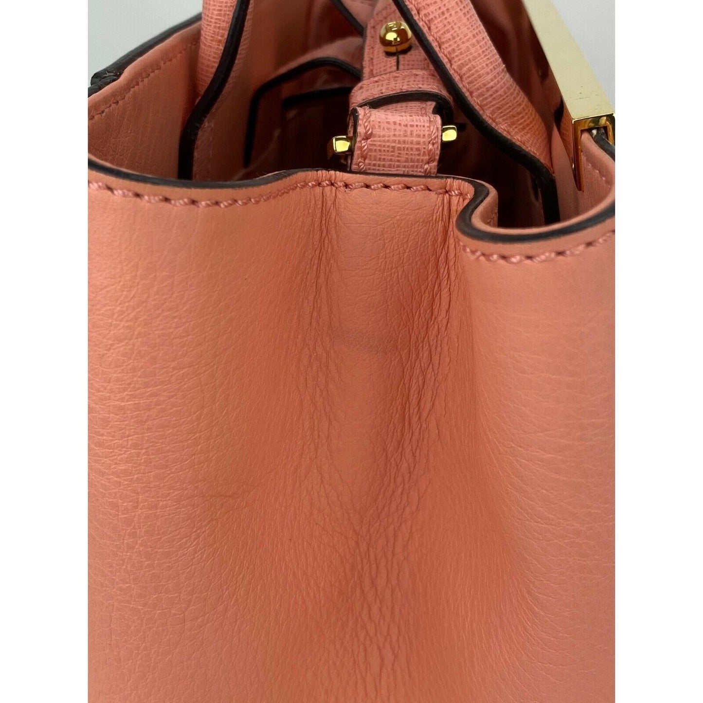 Fendi Vitello Elite Flamingo Petite 2Jours Pink Tote Shoulder Crossbody Bag