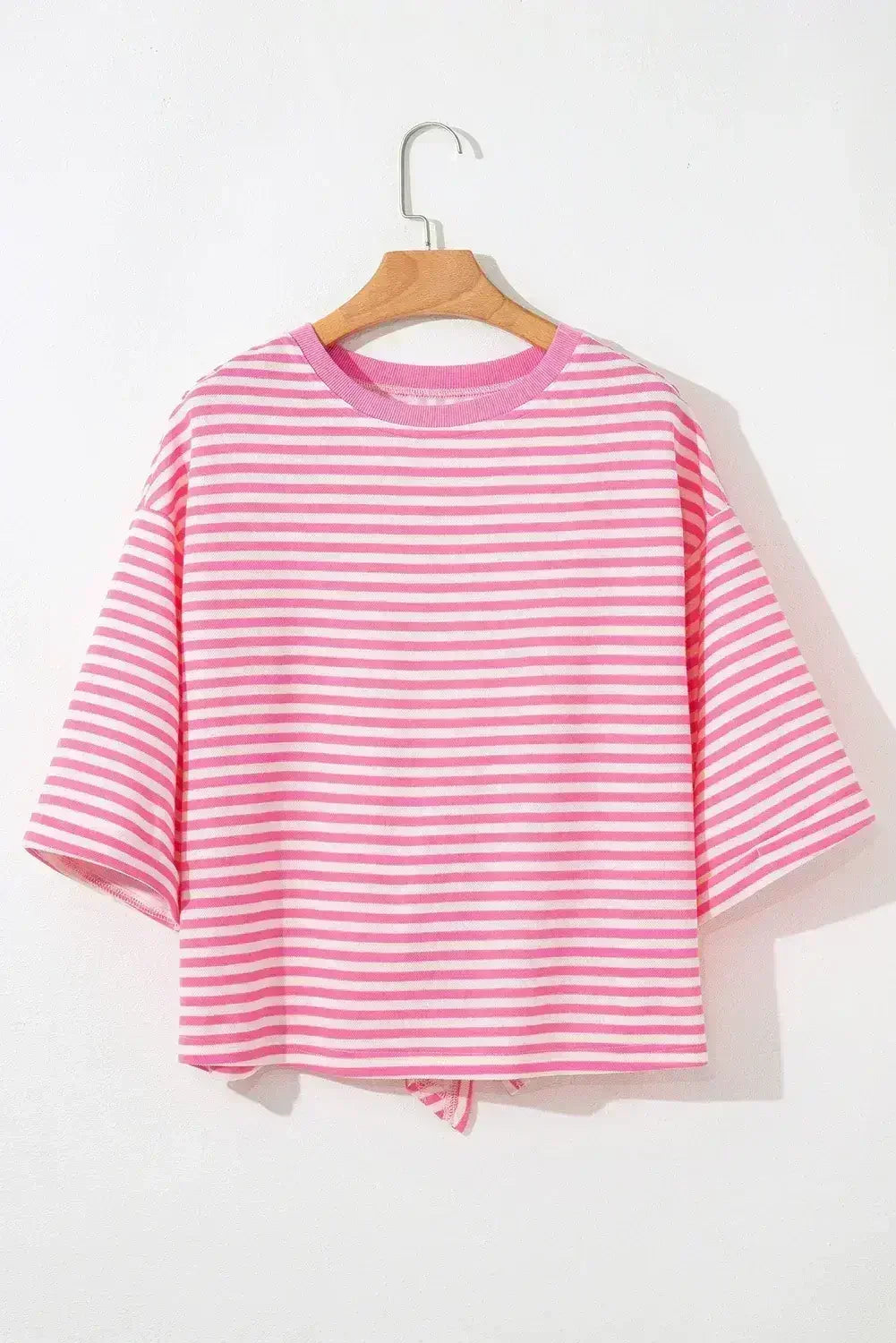 Black Stripe Bowknot Backless T-Shirt