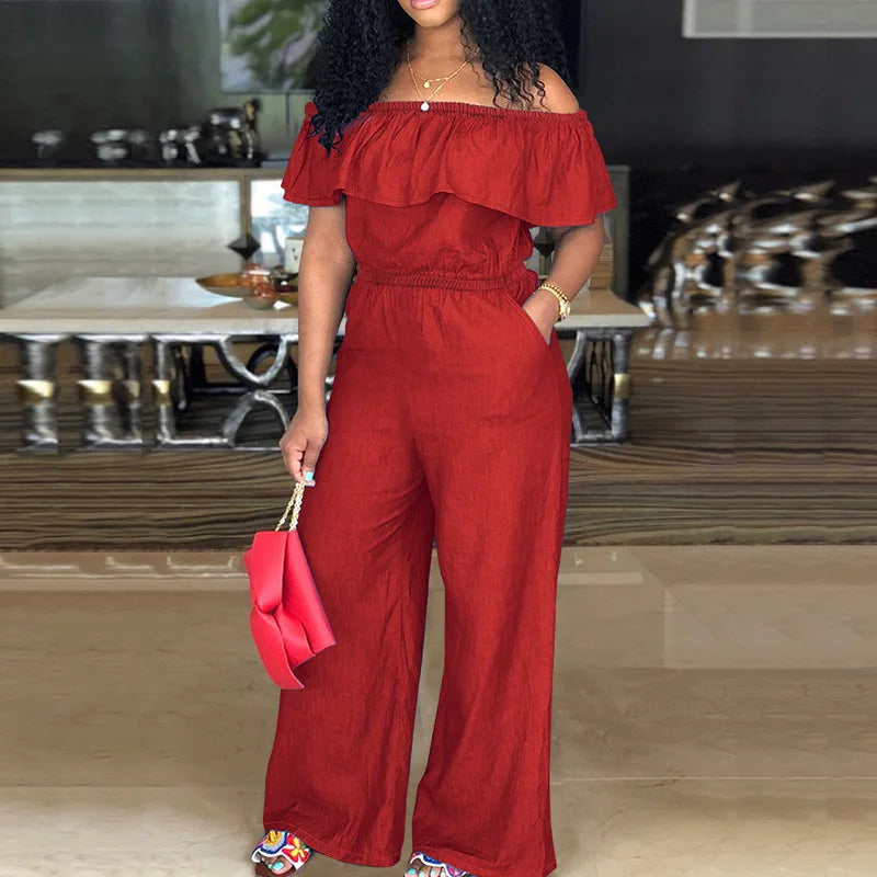 218298 Vêtements pour femmes grande taille 2025 Automne Nouvel article Combinaison châle en jean sans lavage Factory 