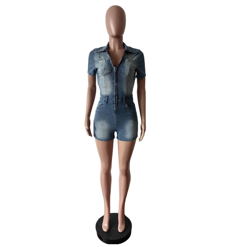 Demin Overalls Women Jumpsuits Mom Jeans One Piece Short Pants High Waist Rompers Y2k Streetwear Jumpsuit Summer 2025 Bodycon