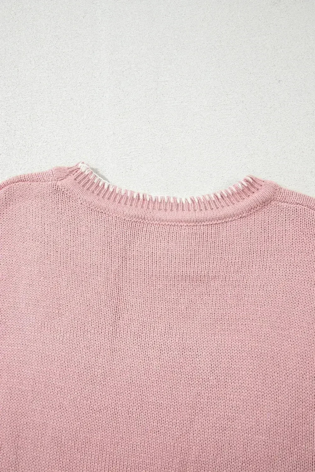 Pink Sweet Bow Drop Sleeve Round Neck Sweater