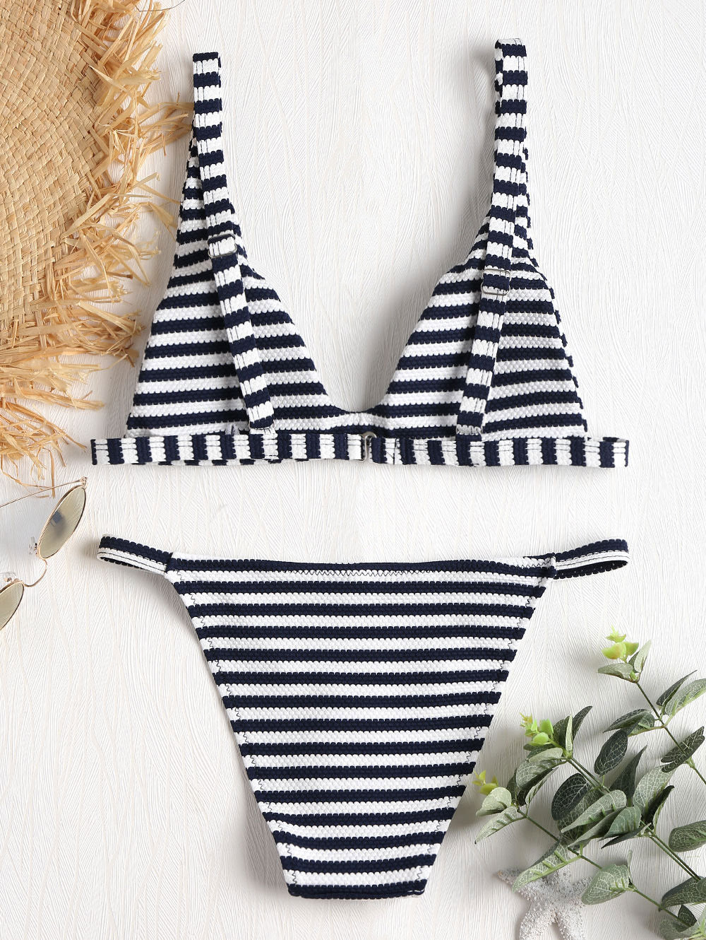 Swimsuit High Quality Striped Sexy Split Swimsuit
