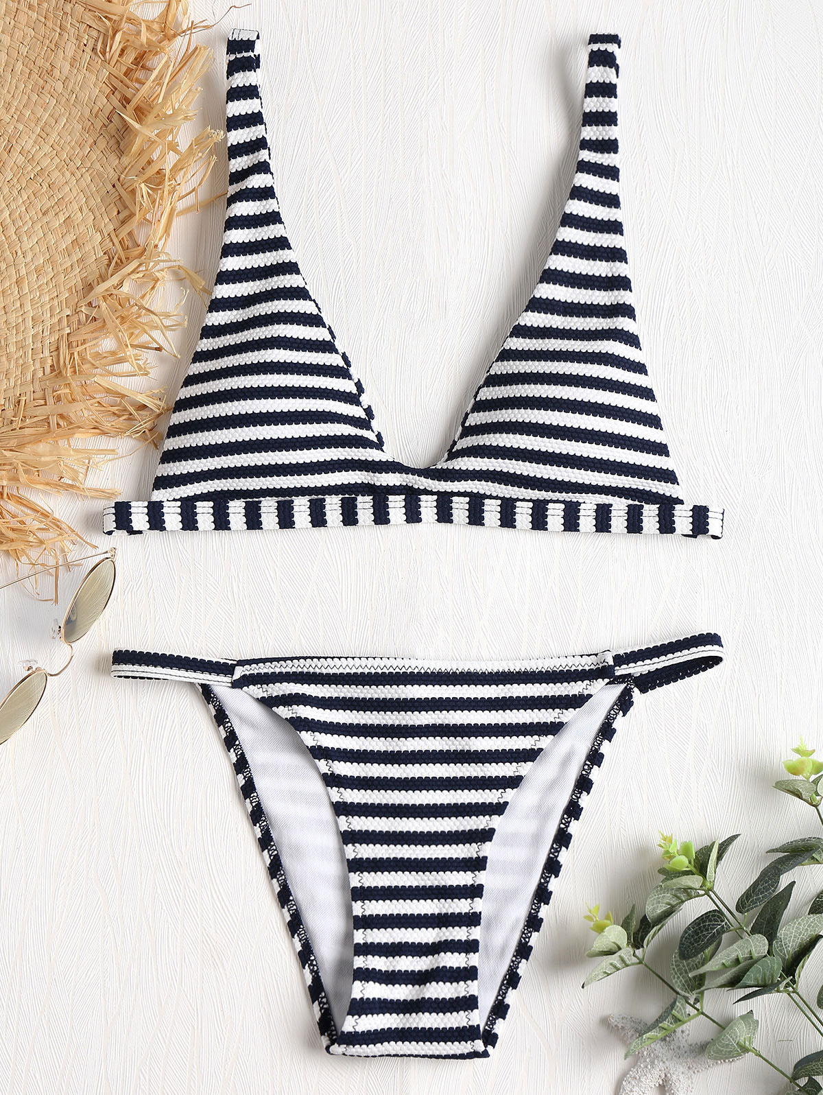 Swimsuit High Quality Striped Sexy Split Swimsuit