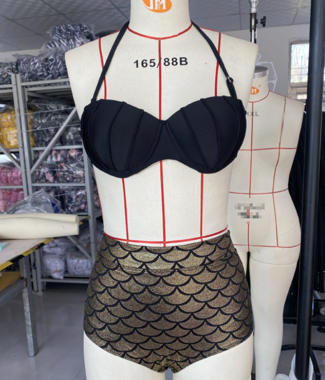 Arrival Split Swimsuit Bikini Ladies Bronzing Hard Bag Shell Mermaid High Waist Swimsuit