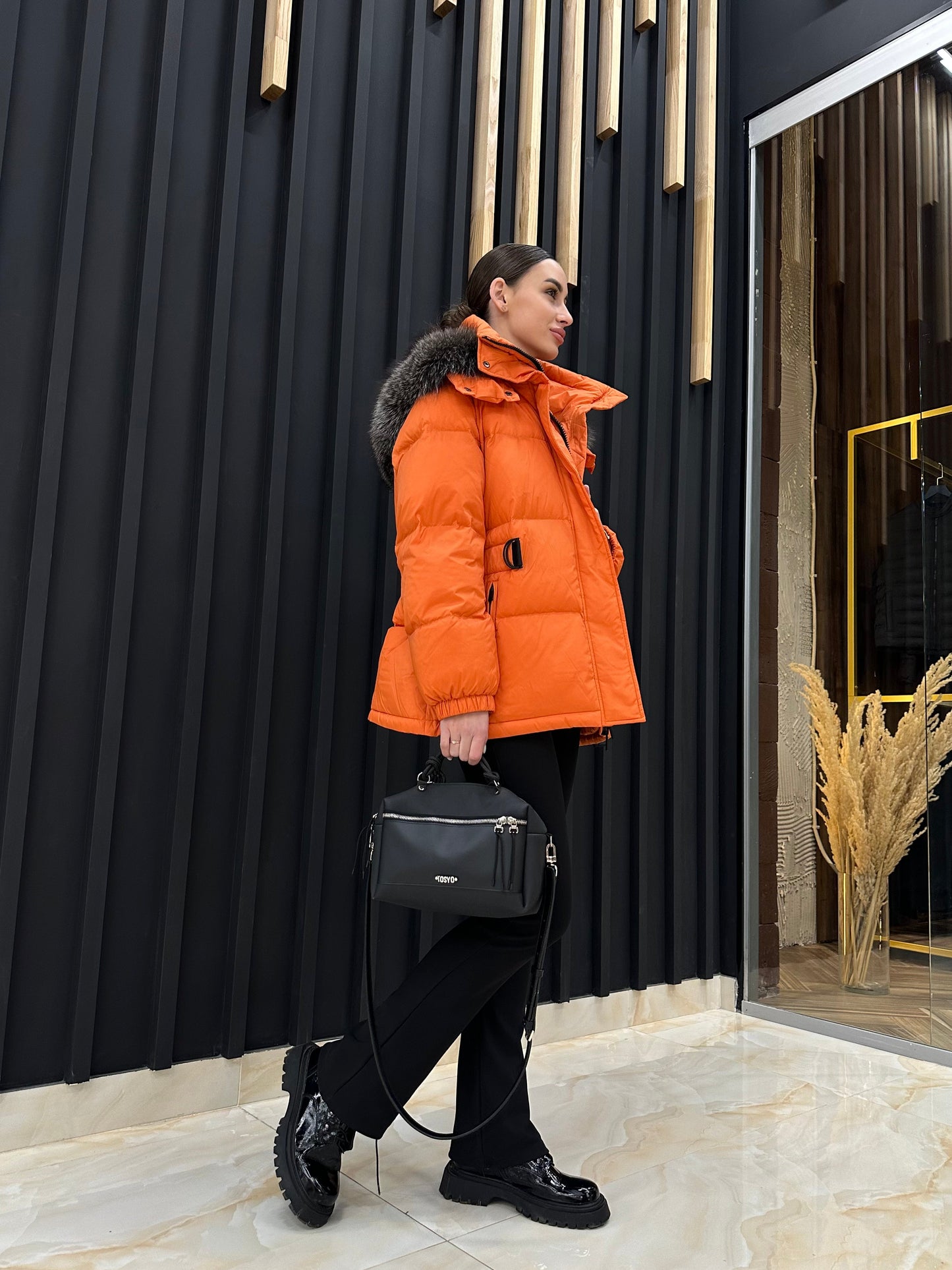 Veste en duvet de renard argenté véritable