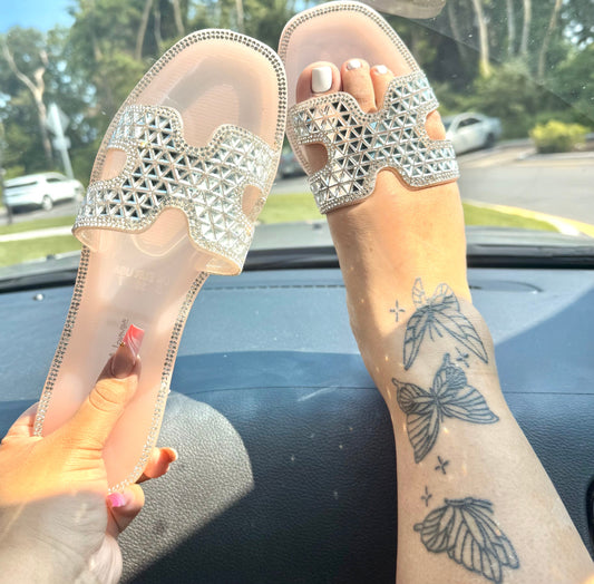 Vegas Luxe Rhinestone Jelly Slide Sandals – Women's Sparkly Slides