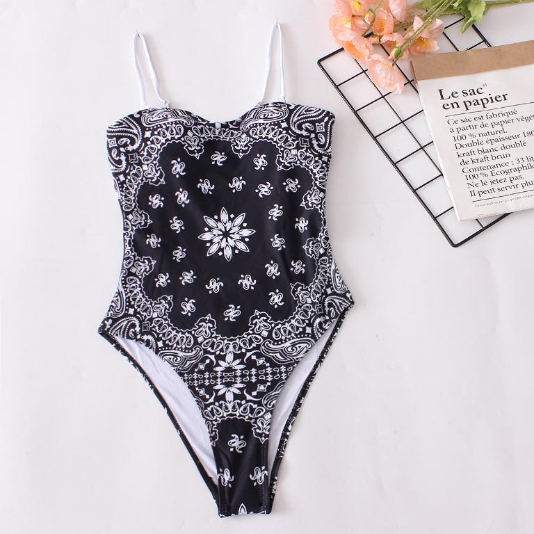 High Cut One Piece Swimsuit Women Print Bathing Suits Sexy Swimwear
