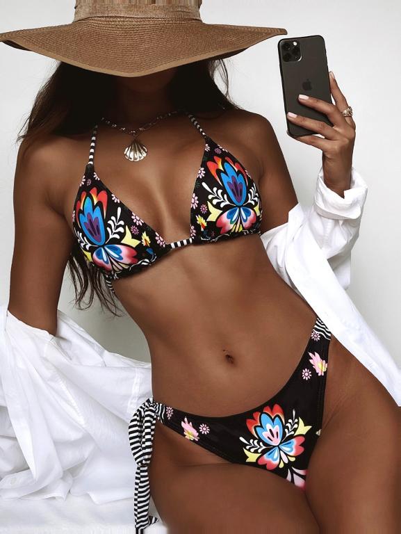 Print Bikinis Sexy Bandage Swimsuit Women Triangle Bathing Suits Swimwear