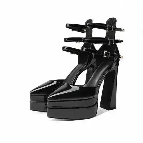 Pointed Toe High Heel Hollow Sandals - 14.5cm Platform Pumps | Femstylo
