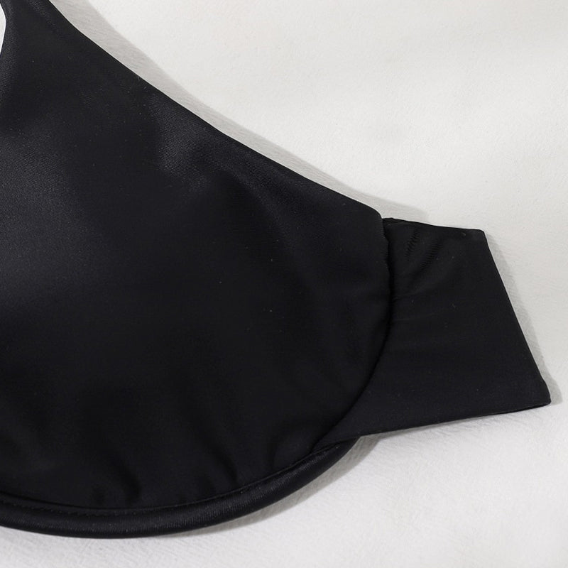 Push Up Bikini Set Sexy Solid Swimsuit Women Mesh Pants Bathing Suits Swimwear