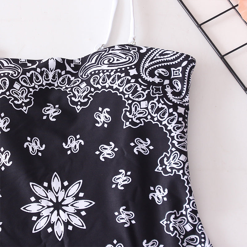 High Cut One Piece Swimsuit Women Print Bathing Suits Sexy Swimwear