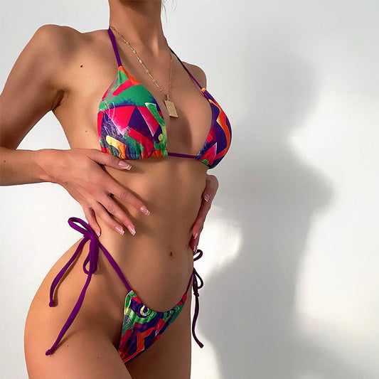 Halter Bikinis Triangle Swimsuit Women String Bathing Suits Thong Swimwear