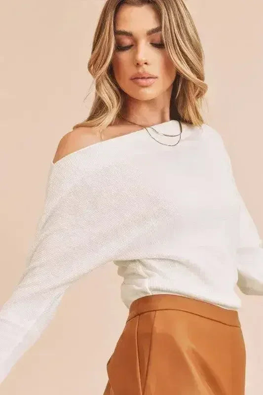 Aemi + Co One Shoulder Long Sleeve Knit Top