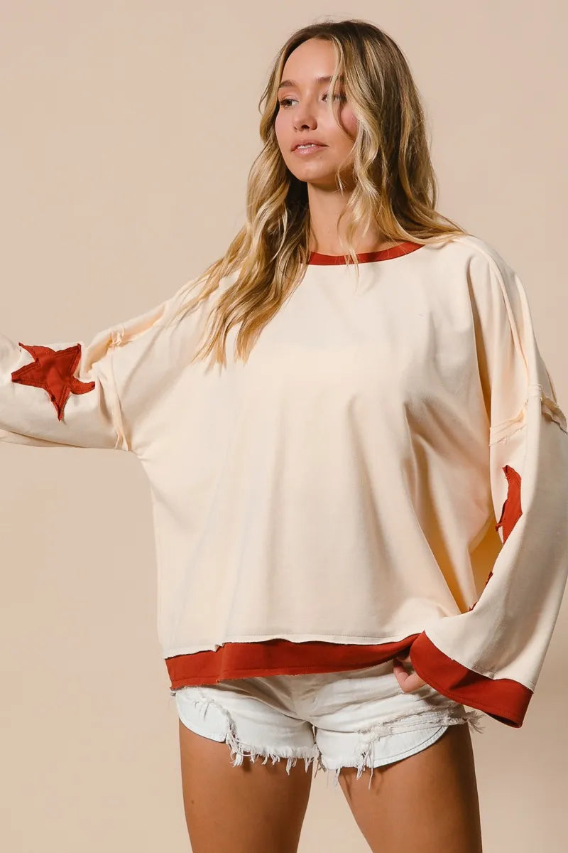 BiBi French Terry Patch Detail Sweatshirt With Red Stars