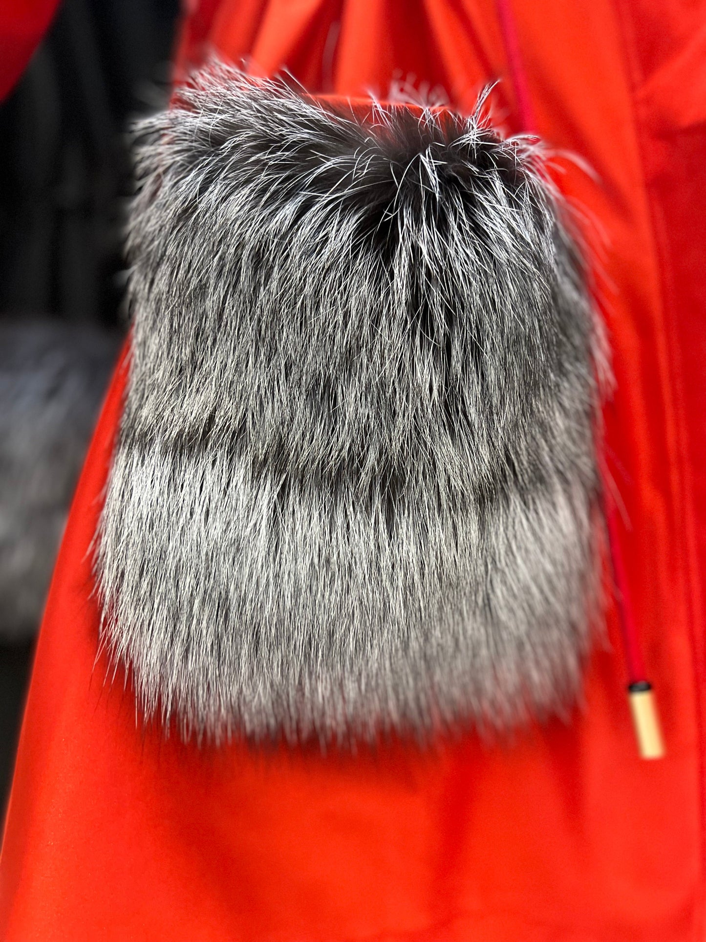 Genuine Silver Fox Fur Rabbit Fur Insulated Parka