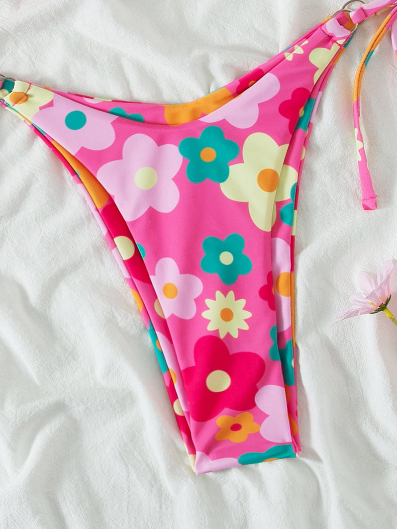 Swimsuit Women Summer Tube Top Sexy Bikini Fresh Printed Bikini Swimsuit