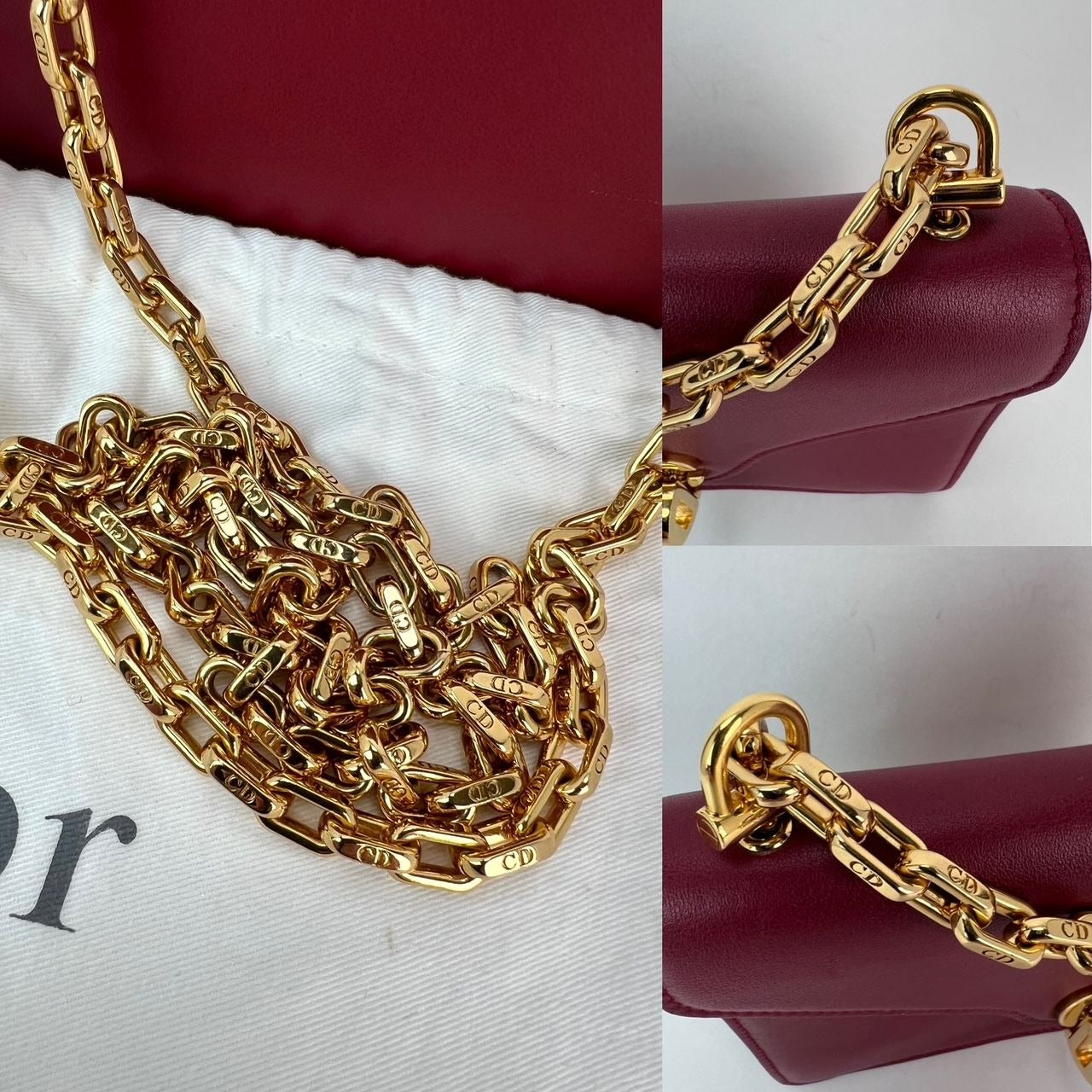 Sac bandoulière Christian Dior C'est Dior Mini Flap en cuir bordeaux