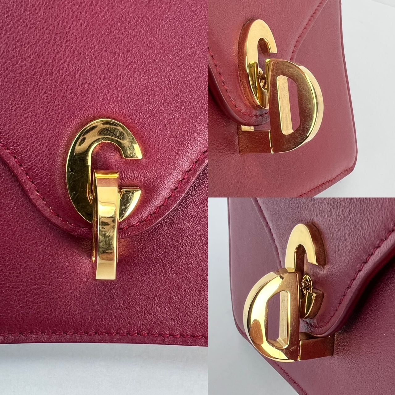 Sac bandoulière Christian Dior C'est Dior Mini Flap en cuir bordeaux