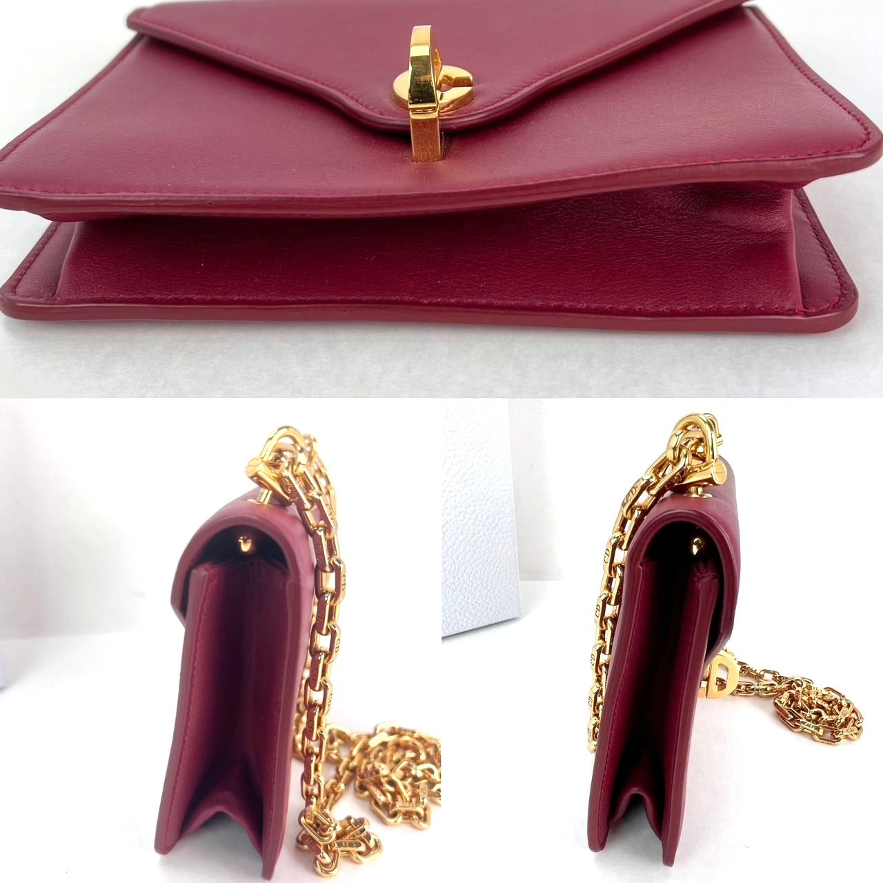 Sac bandoulière Christian Dior C'est Dior Mini Flap en cuir bordeaux