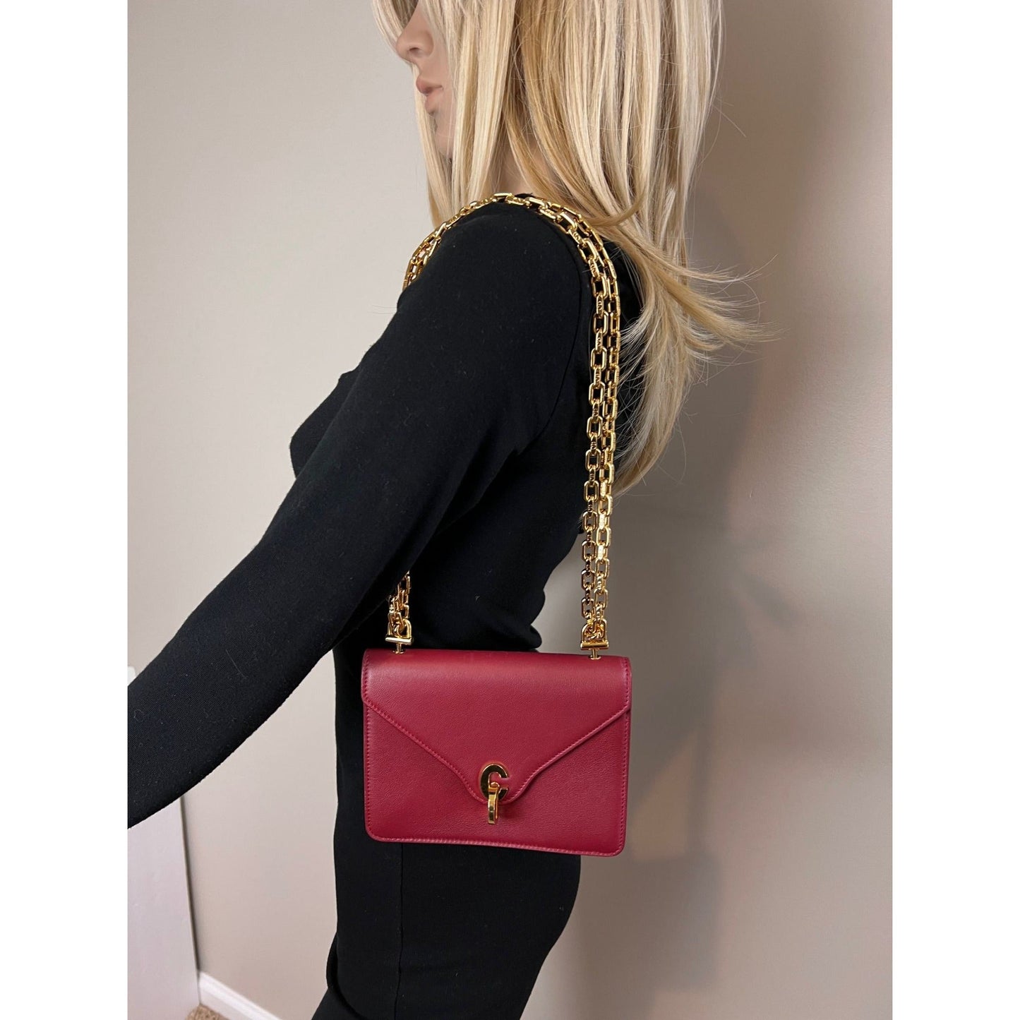 Sac bandoulière Christian Dior C'est Dior Mini Flap en cuir bordeaux