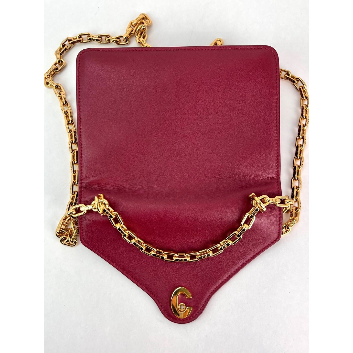 Sac bandoulière Christian Dior C'est Dior Mini Flap en cuir bordeaux