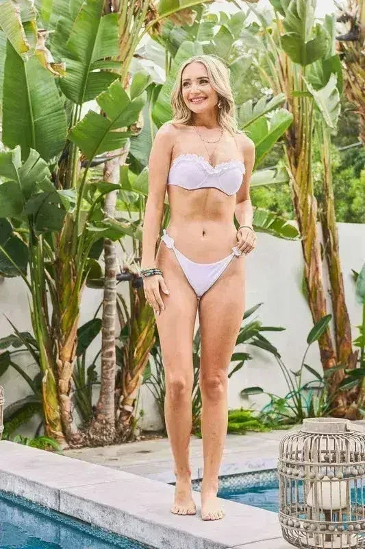 And The Why Frill Trim Bandeau Bikini Swim Set