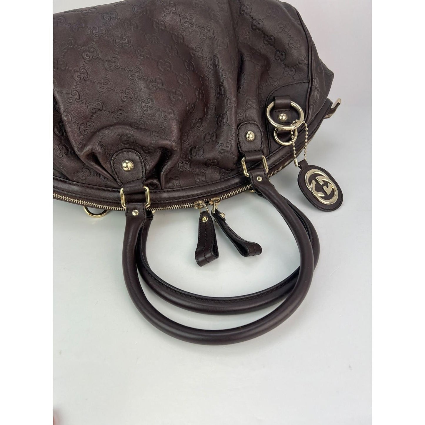 Gucci Sukey Medium Boston Guccissima Brown Leather Shoulder Bag