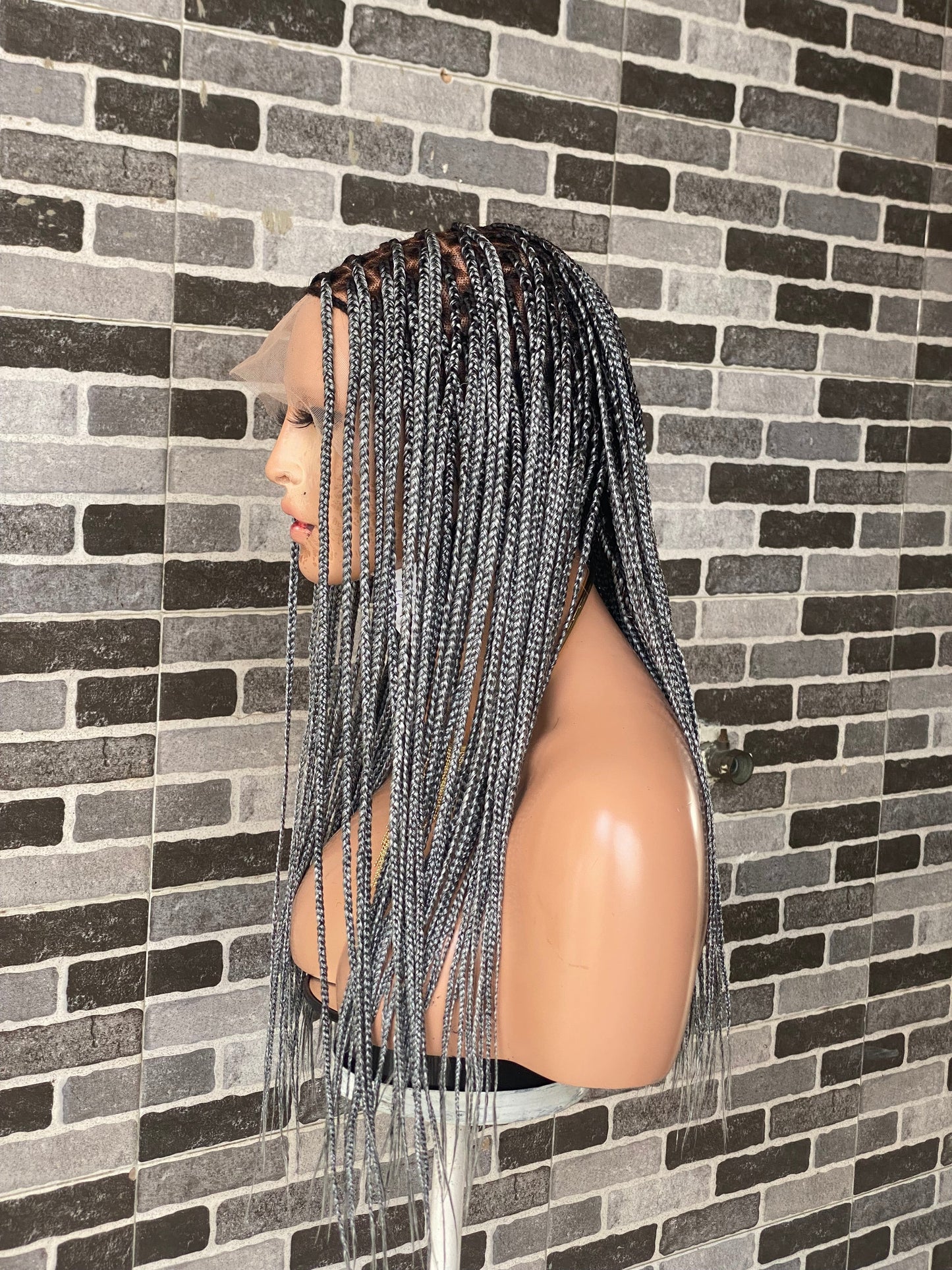 Knotless (Salt and pepper) Full lace wig