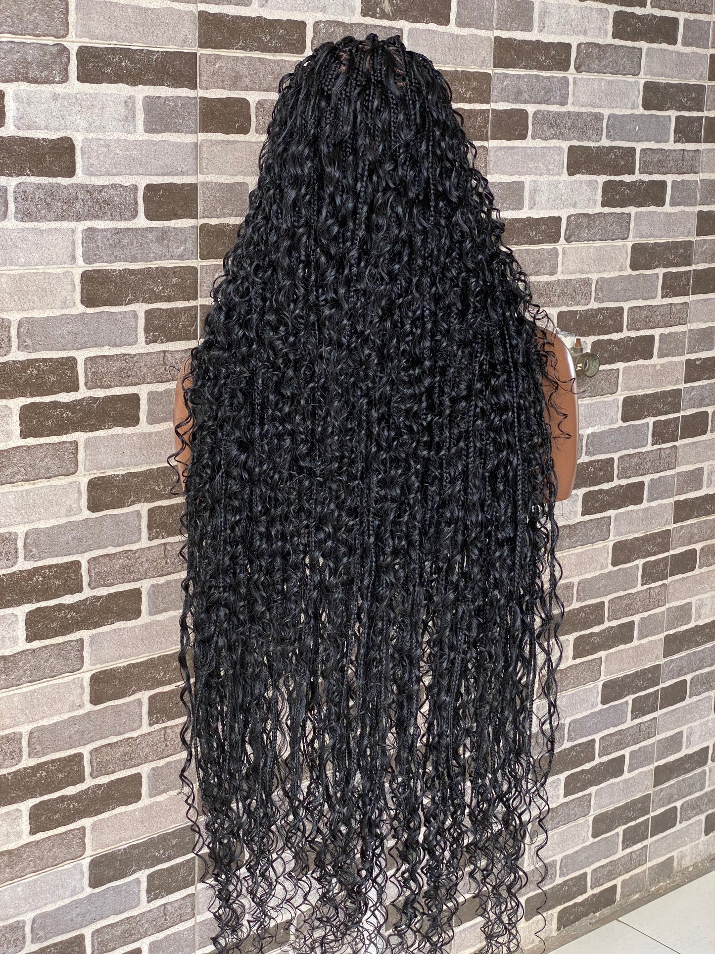 Biggie Cornrow Bohemian Knotless (100% Humanhair curls) Full Lace Base (Tara)