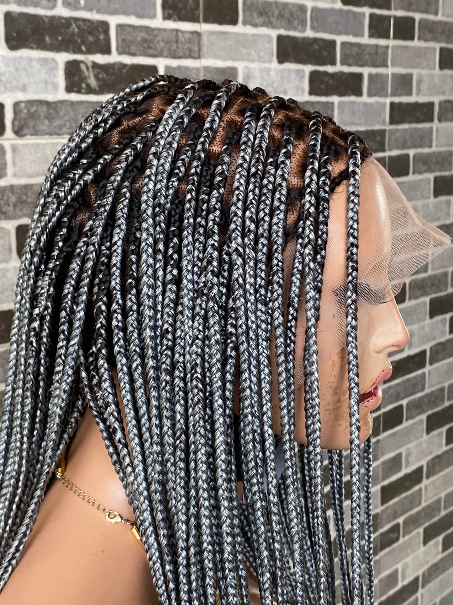 Knotless (Salt and pepper) Full lace wig