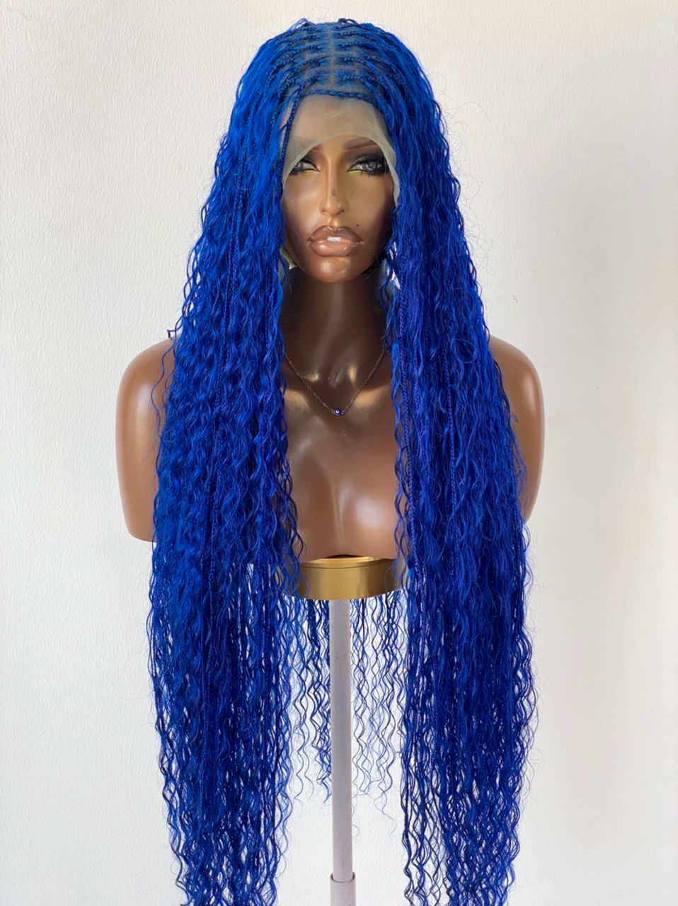 Bohemian Knotless Braid Wig (100% Human Hair Curls) Full Lace - Tara Blue