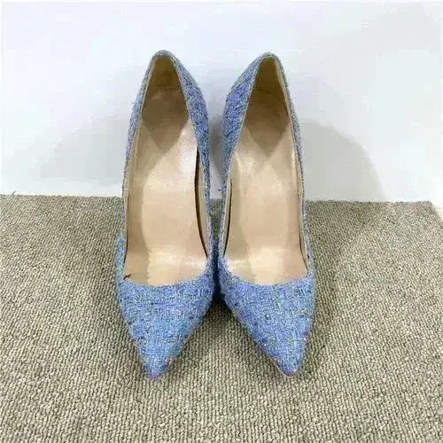 New Woven High Heels 12CM Pointed Toe Stiletto Pumps All-Match Women's