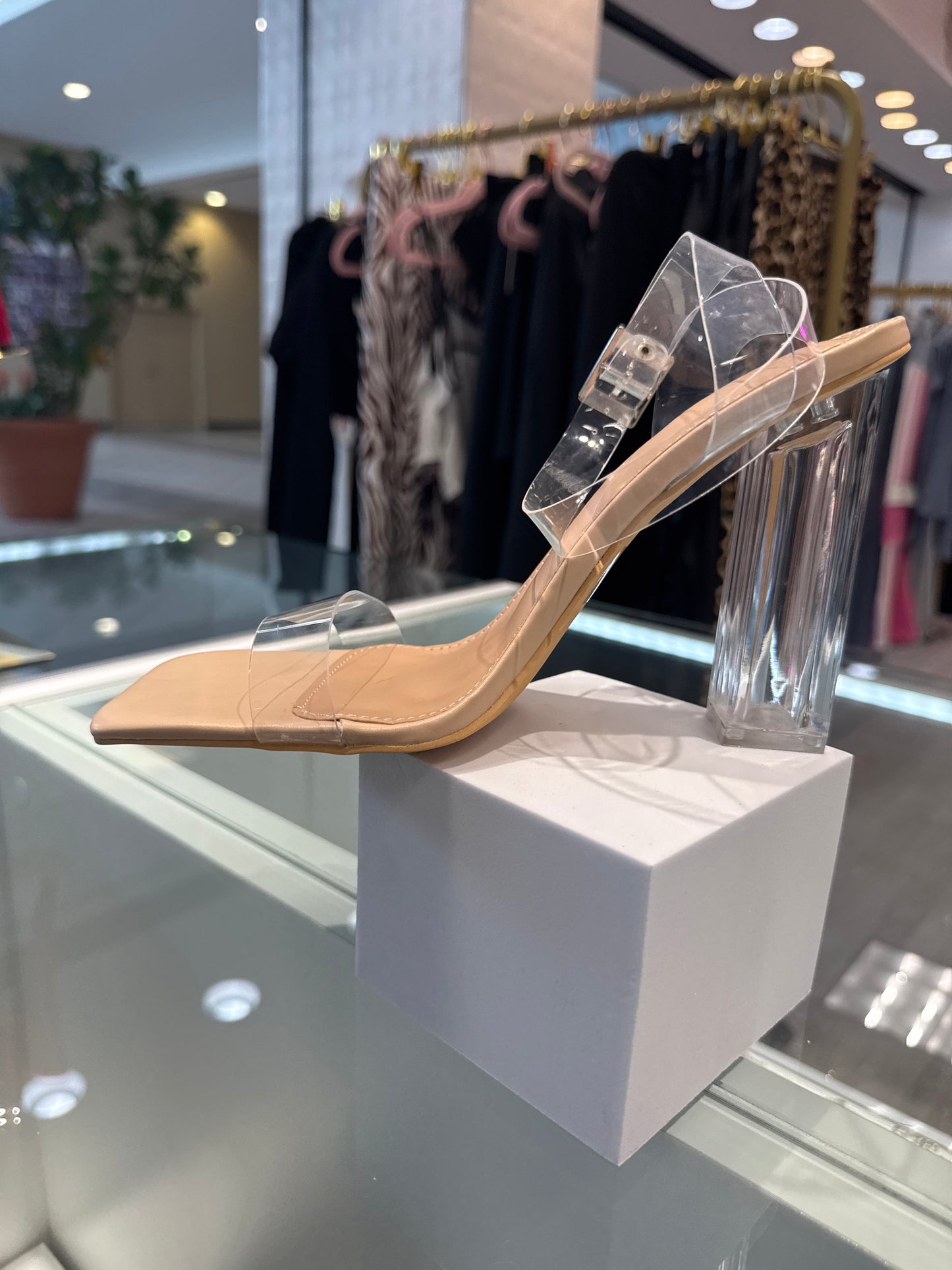 Basically Nude Clear Strap Block Heels – Comfortable & Stylish Footwear for Any Occasion