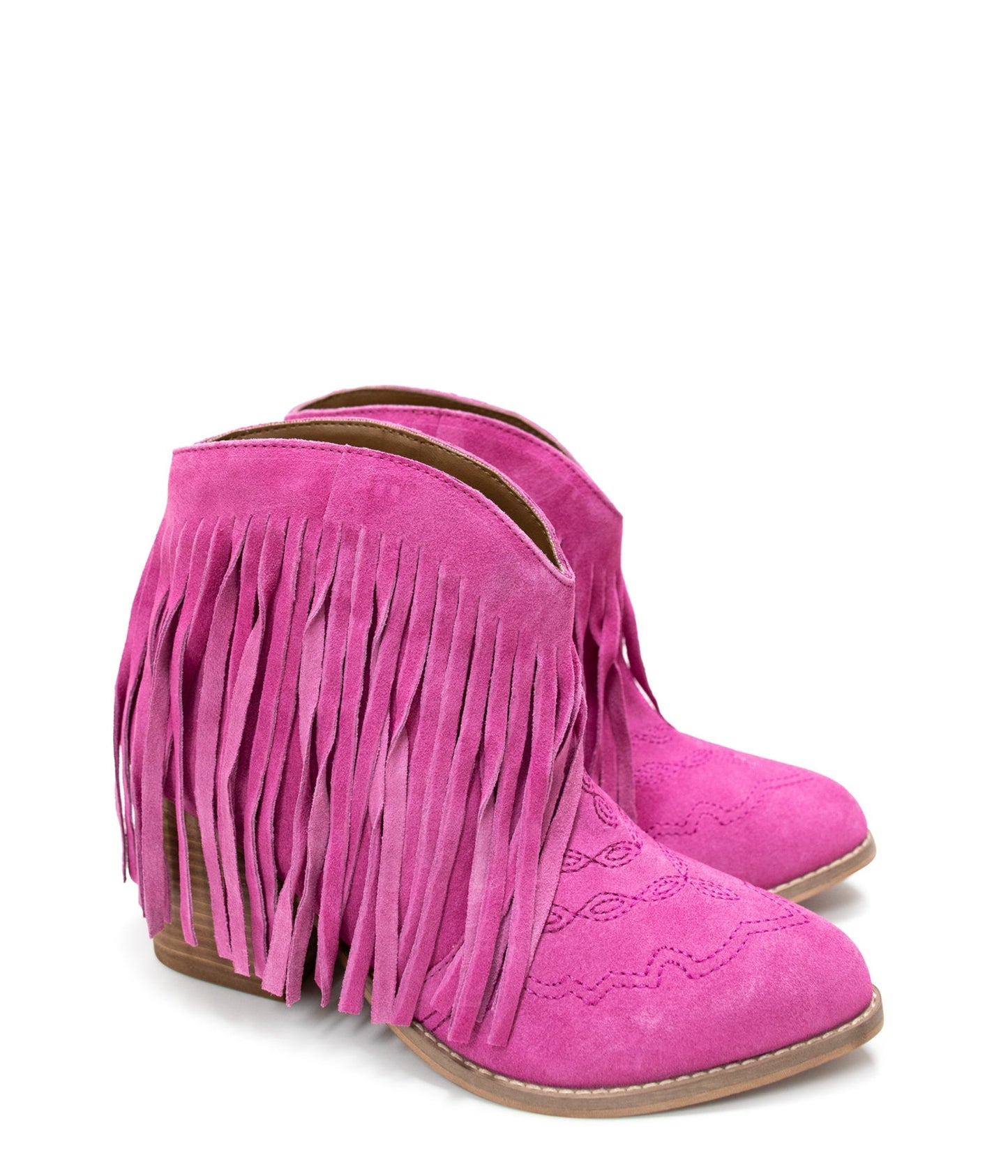 Bottines à franges Amos en daim magenta