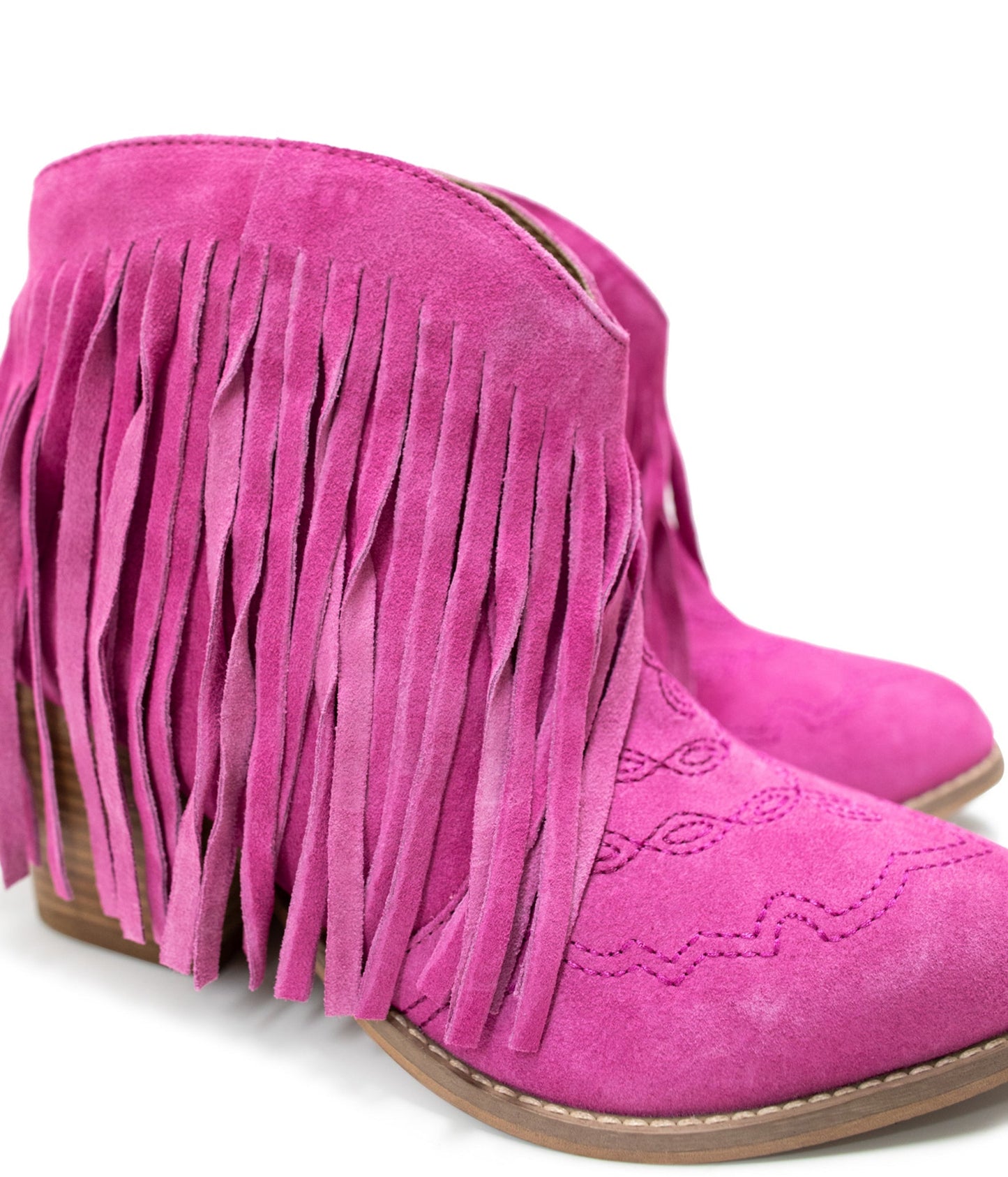 Bottines à franges Amos en daim magenta