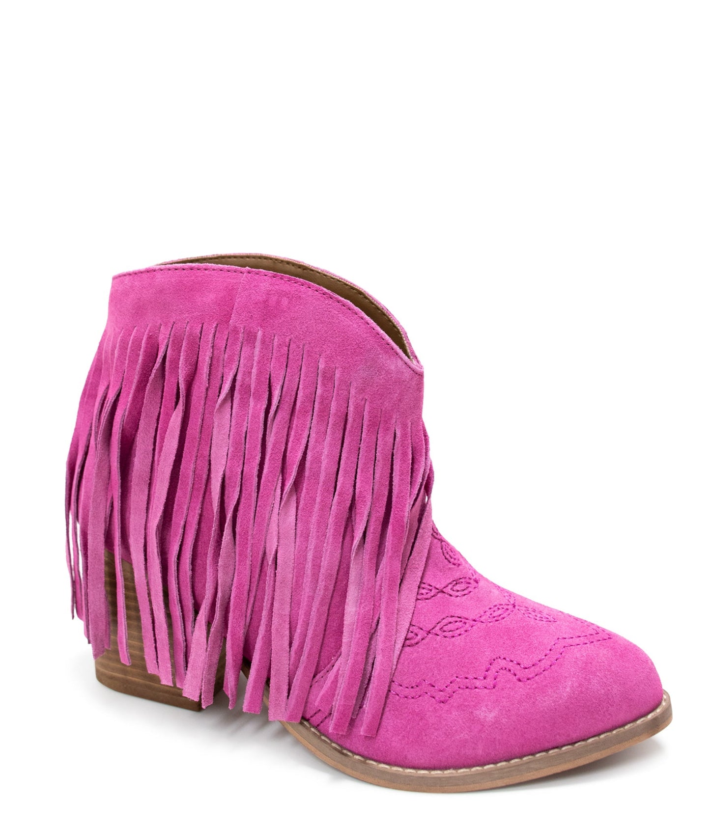 Bottines à franges Amos en daim magenta