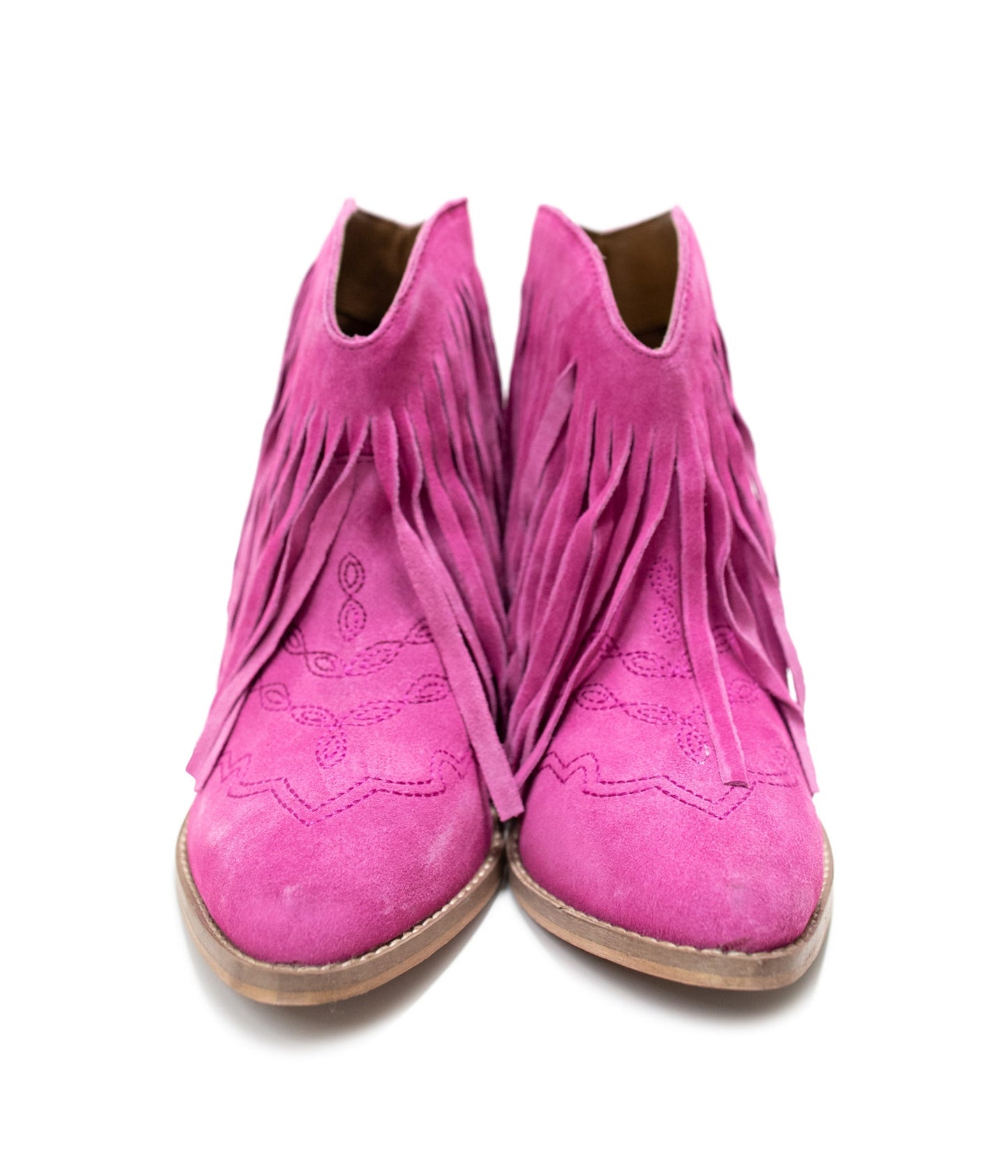 Bottines à franges Amos en daim magenta