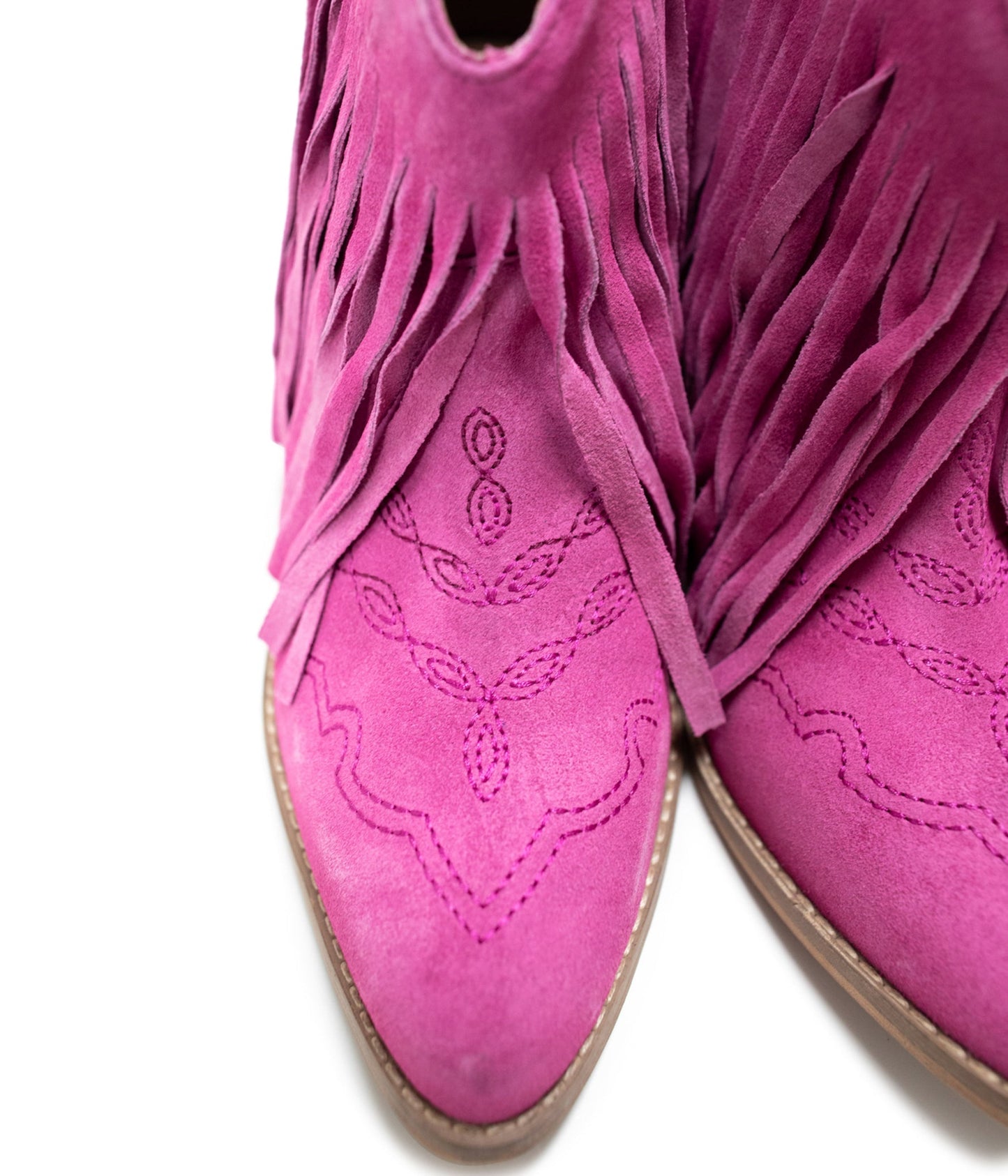 Bottines à franges Amos en daim magenta