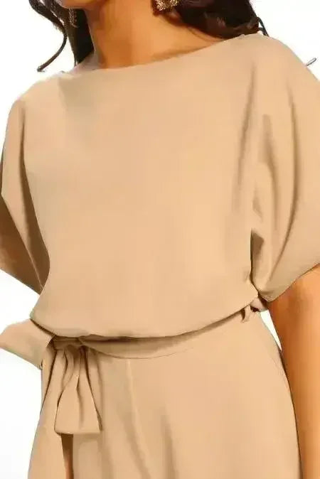 Apricot Short Sleeve Over The Top Belted Playsuit