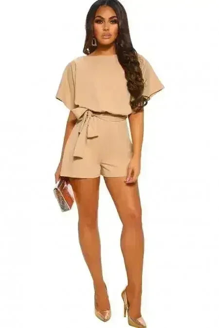 Apricot Short Sleeve Over The Top Belted Playsuit